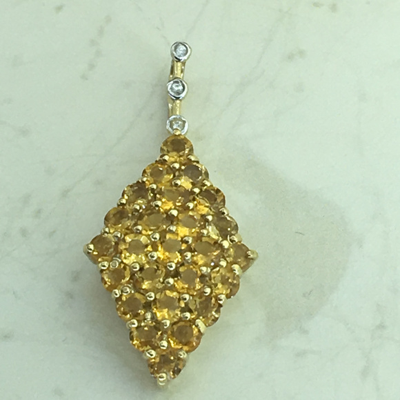 Prong Set Golden Topaz Gold Plated Silver Pendant - Picture 2 of 6
